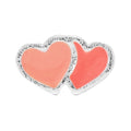 2Hearts earring 1 pcs silver plated - Burnt Coral-Orange Coral