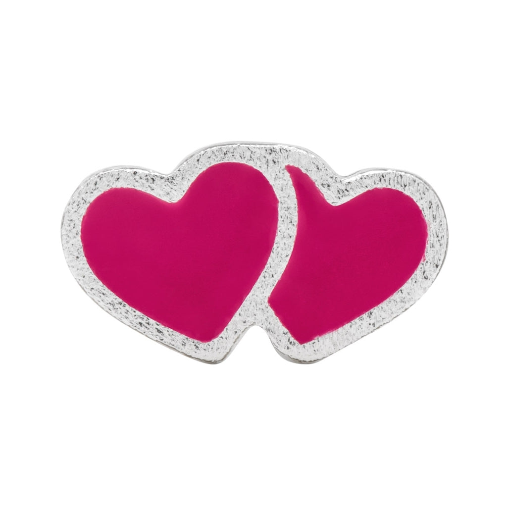 LULU Copenhagen 2Hearts earring 1 pcs silver plated Ear stud, 1 pcs Plum