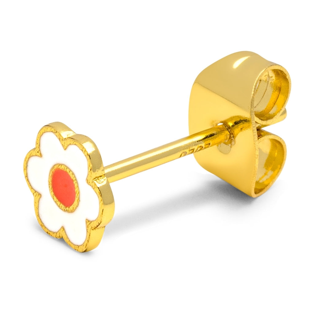 LULU Copenhagen Anemone earring 1 pcs gold plated Ear stud, 1 pcs Orange/Coral - White