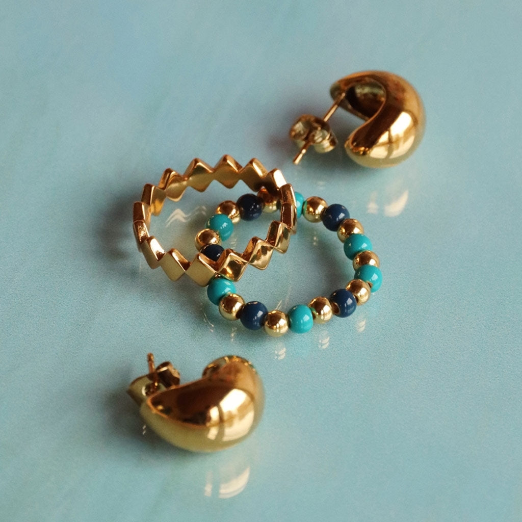 LULU Copenhagen Chunky Drop Hoops pair Hoops Gold plated