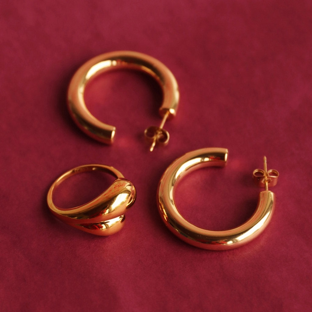 LULU Copenhagen Chunky Soft Drops Ring Rings Gold plated