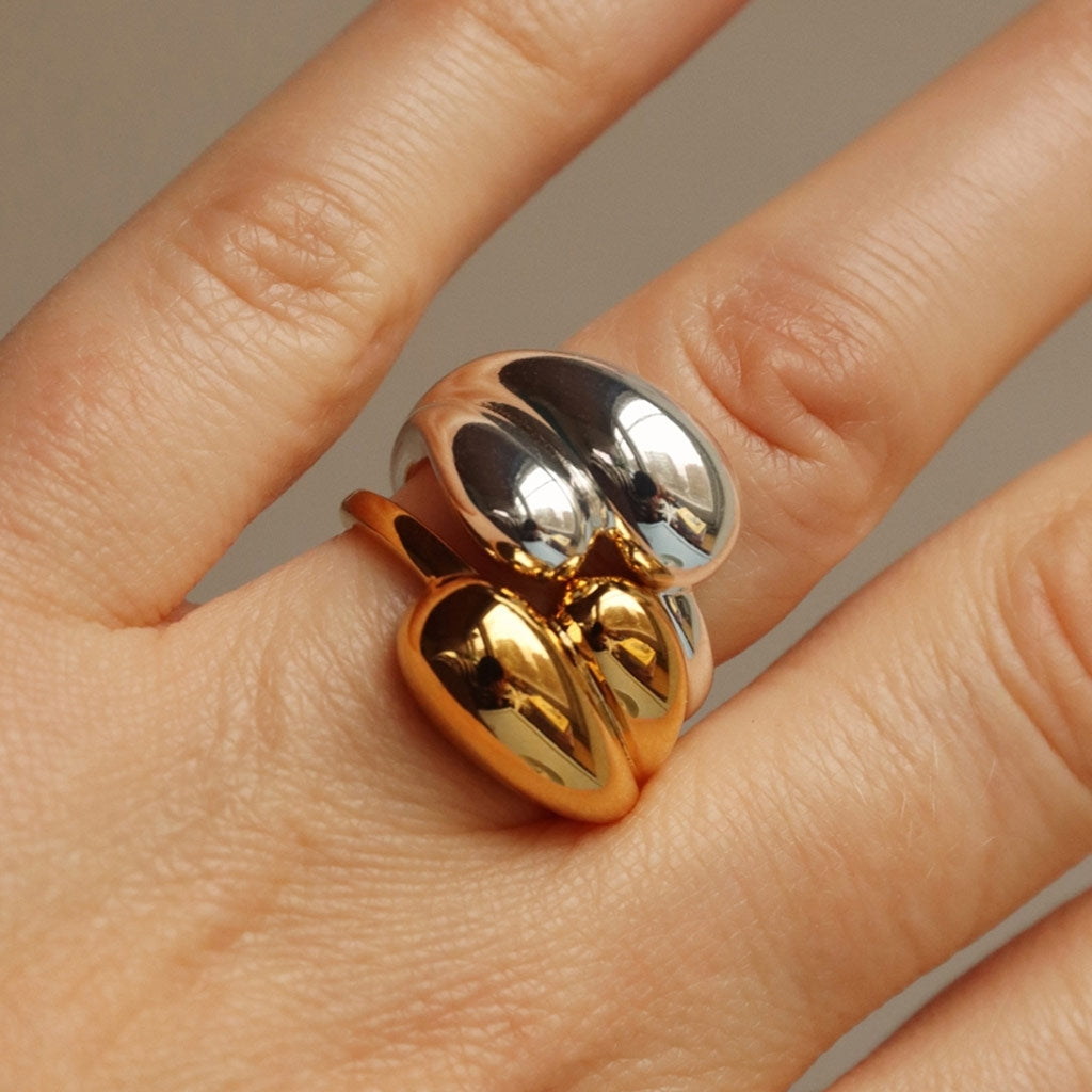 LULU Copenhagen Chunky Soft Drops Ring Rings Gold plated