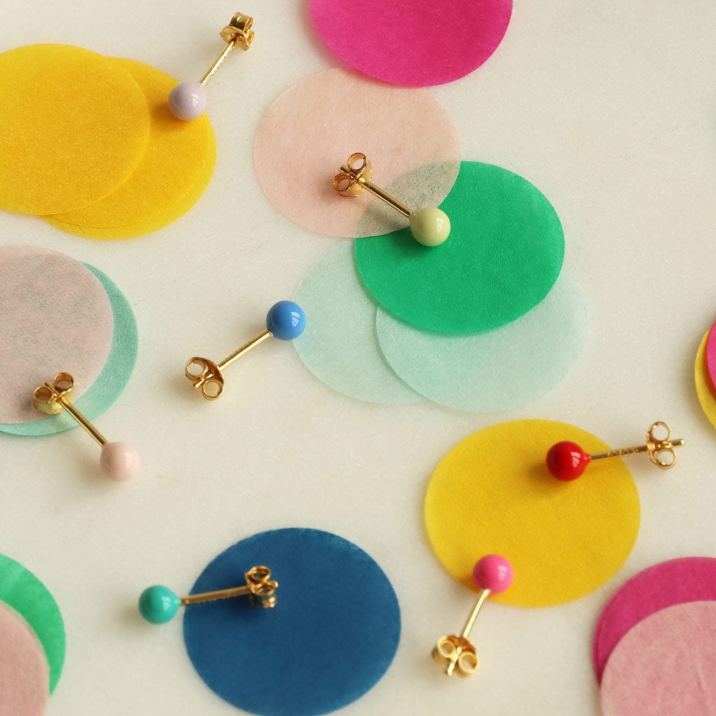 LULU Copenhagen Color Ball Medium earring 1 pcs Ear stud, 1 pcs Silk Light Green
