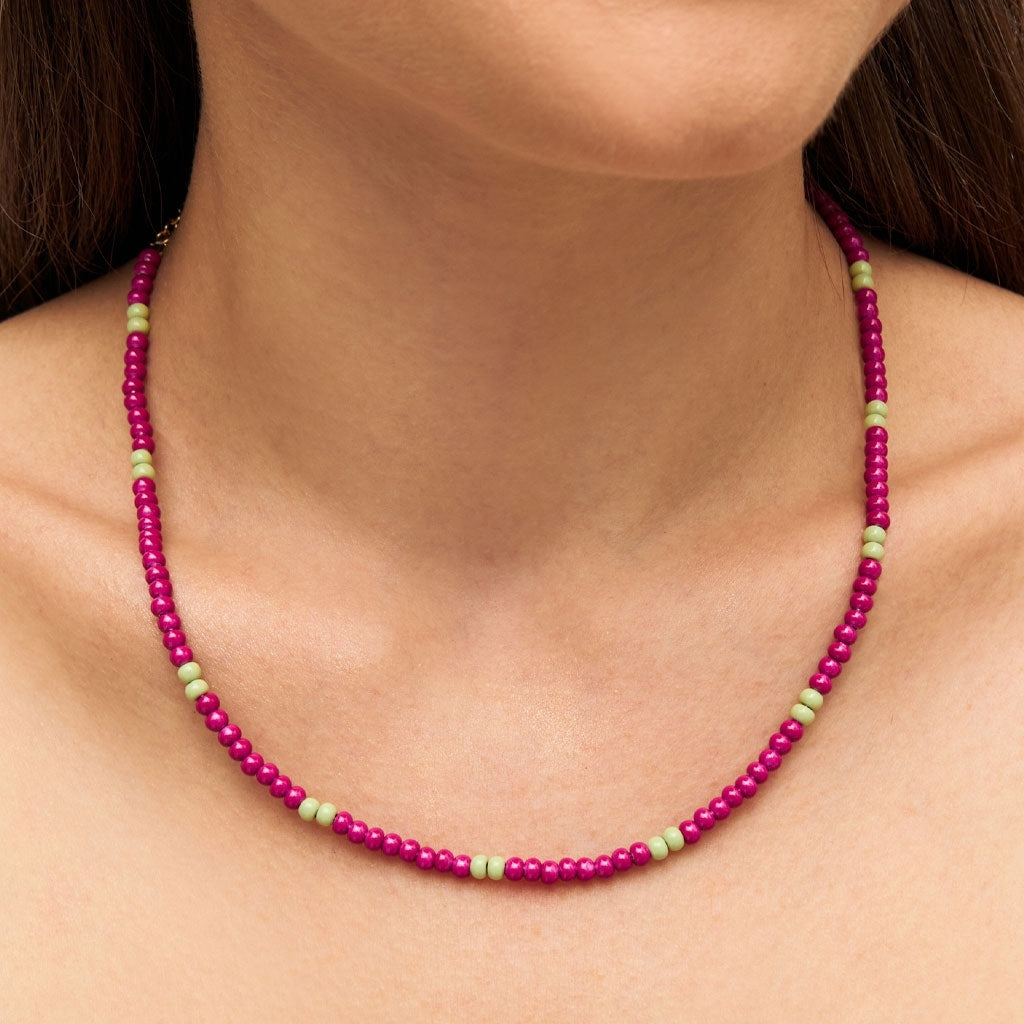 LULU Copenhagen Color Ball Necklace Necklaces Plum/Silk Light Green