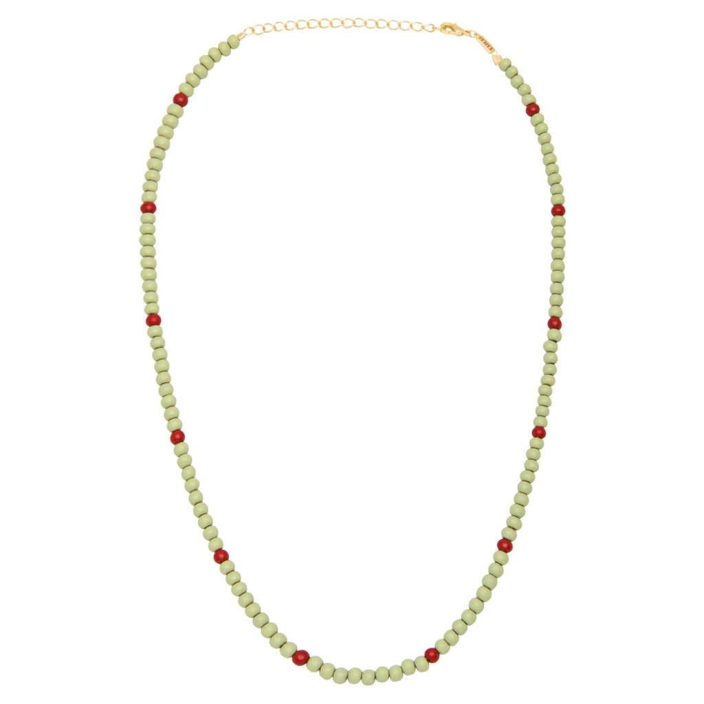LULU Copenhagen Color Ball Necklace Necklaces Silk Light Green/Passion Red