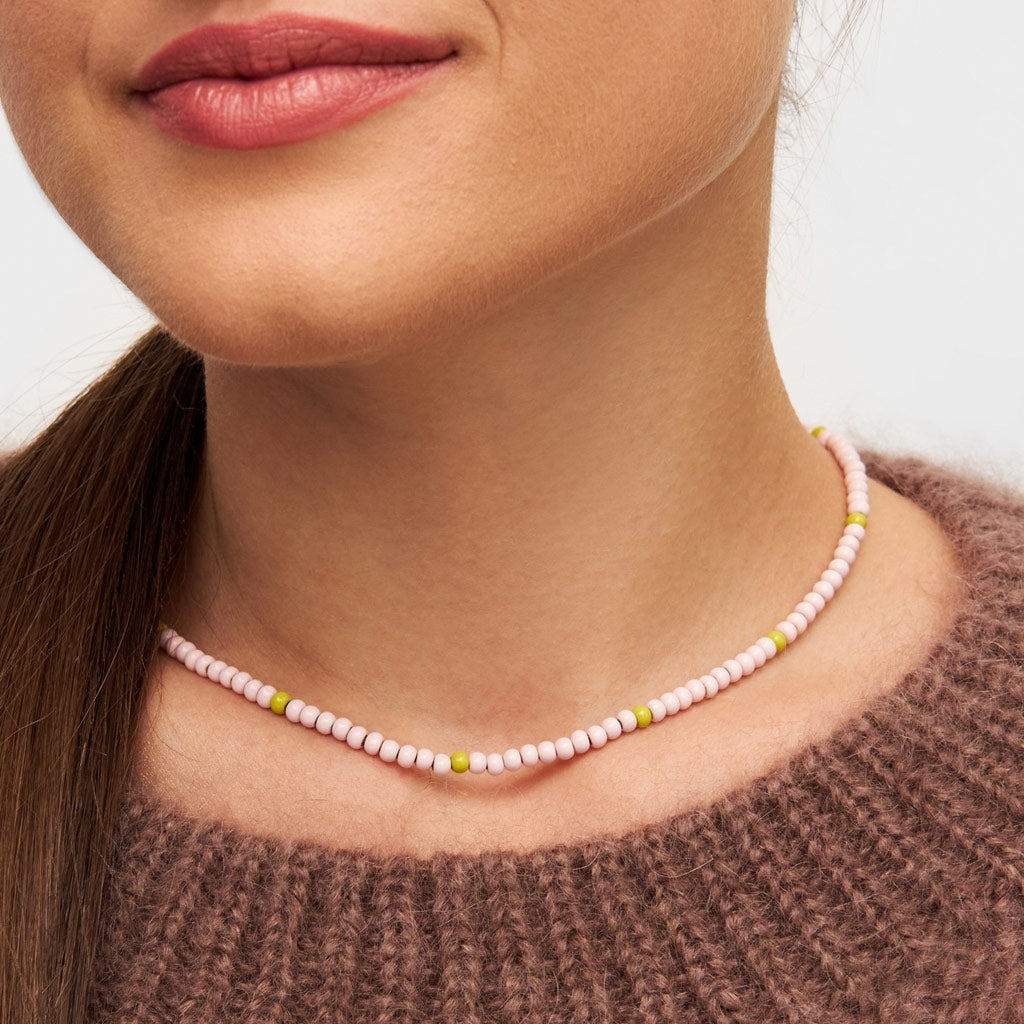 LULU Copenhagen Color Ball Necklace Necklaces Silke Light Pink/ Lime