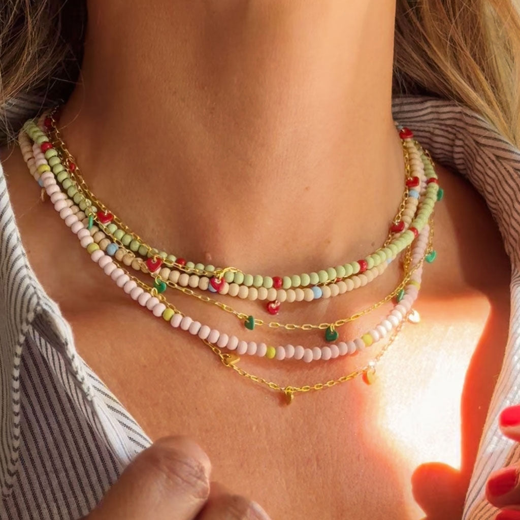 LULU Copenhagen Color Ball Necklace Necklaces Silke Light Pink/ Lime