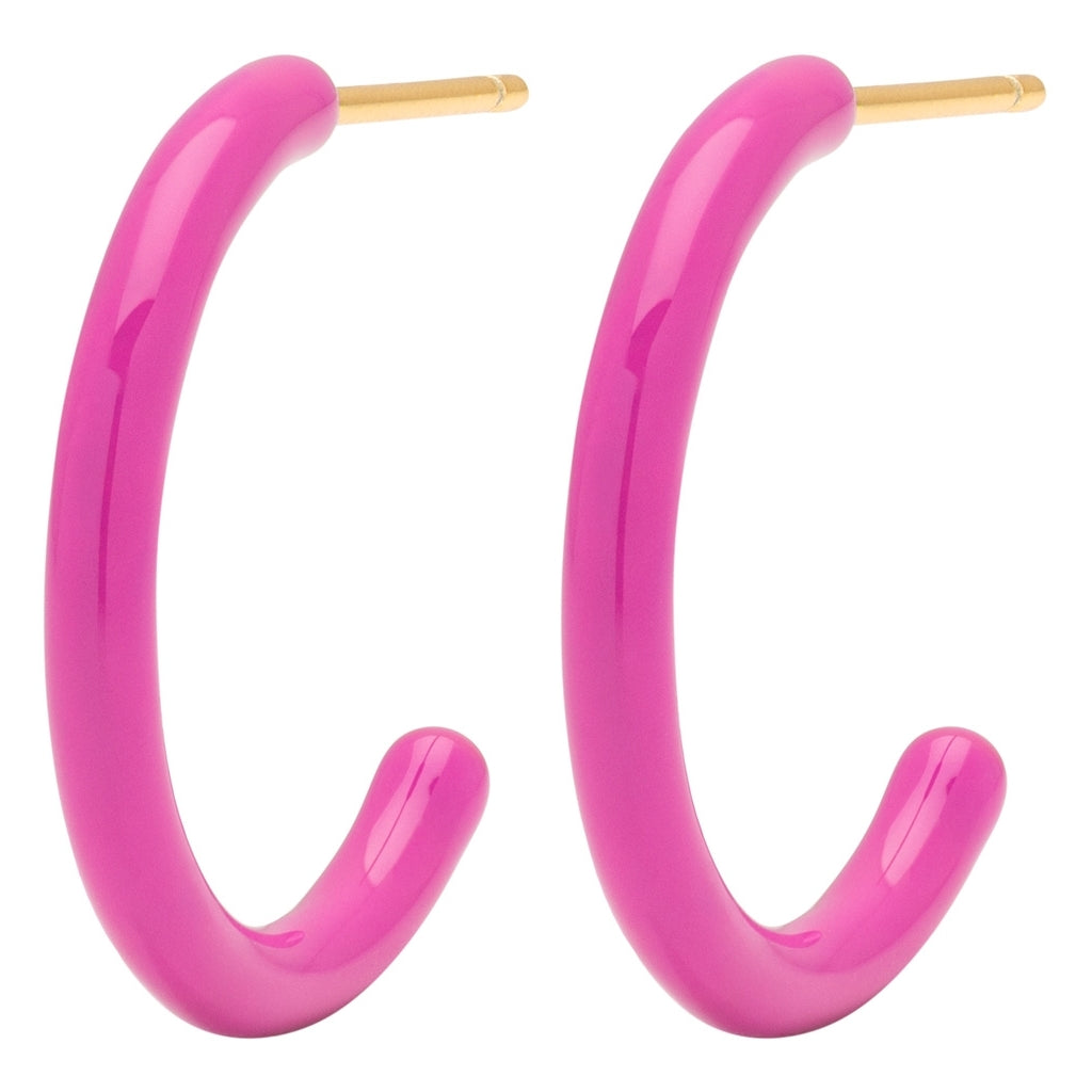 LULU Copenhagen Color Hoops Medium pair Hoops Electric Fuchsia Pink