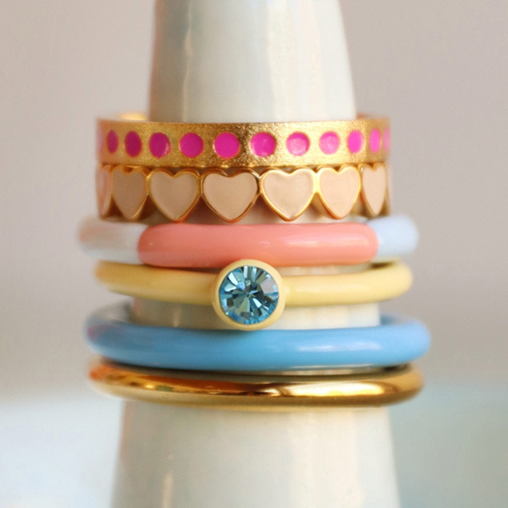 LULU Copenhagen Color Ring Crystal Rings Soft Yellow