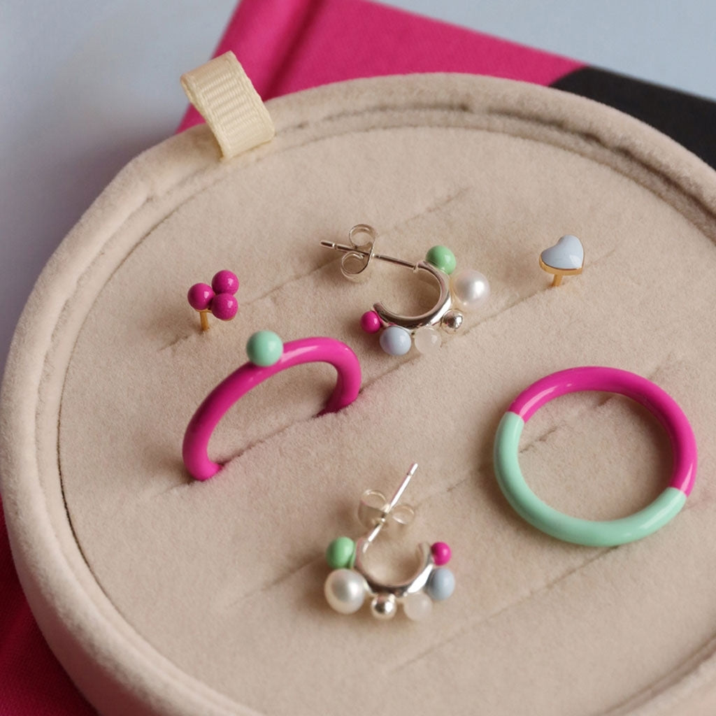 LULU Copenhagen Color Ring Top Rings Electric Fuchsia Pink/Mint