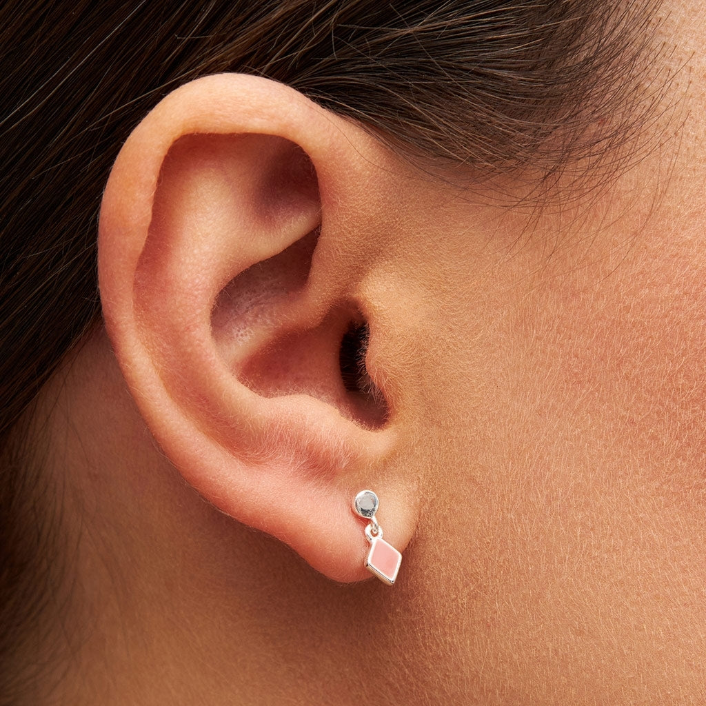 LULU Copenhagen Confetti Dangling earring 1 pcs silver plated Ear stud, 1 pcs Burnt Coral