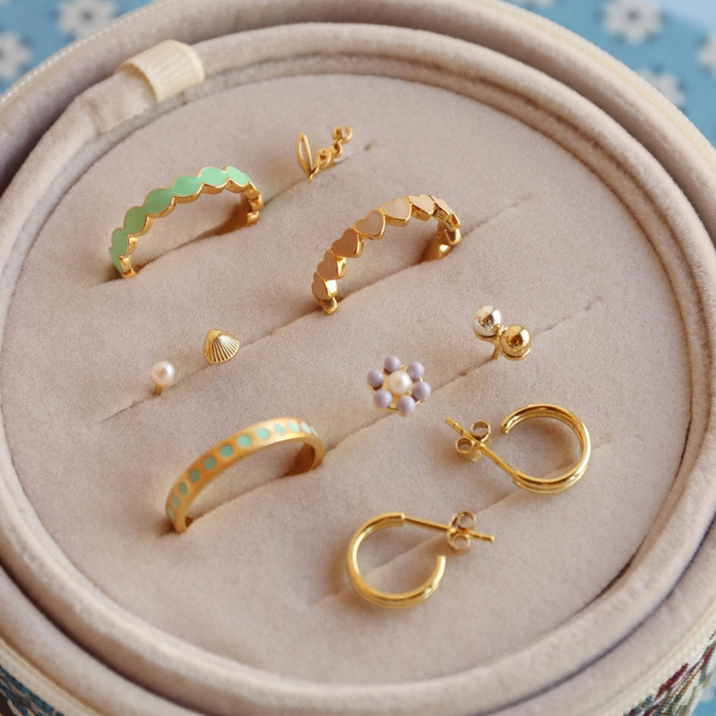 LULU Copenhagen Connected Circles Ring Rings Seasalt Green