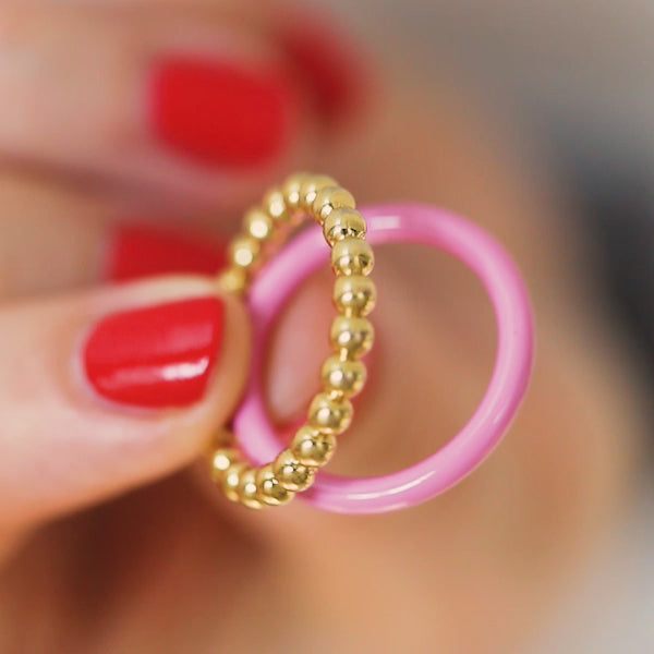 LULU Copenhagen Color Ball Ring Rings Gold plated - Video preview