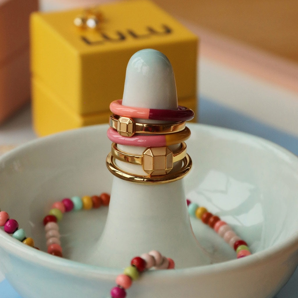 LULU Copenhagen Diamond Ring Large gold plated Rings Buttercream