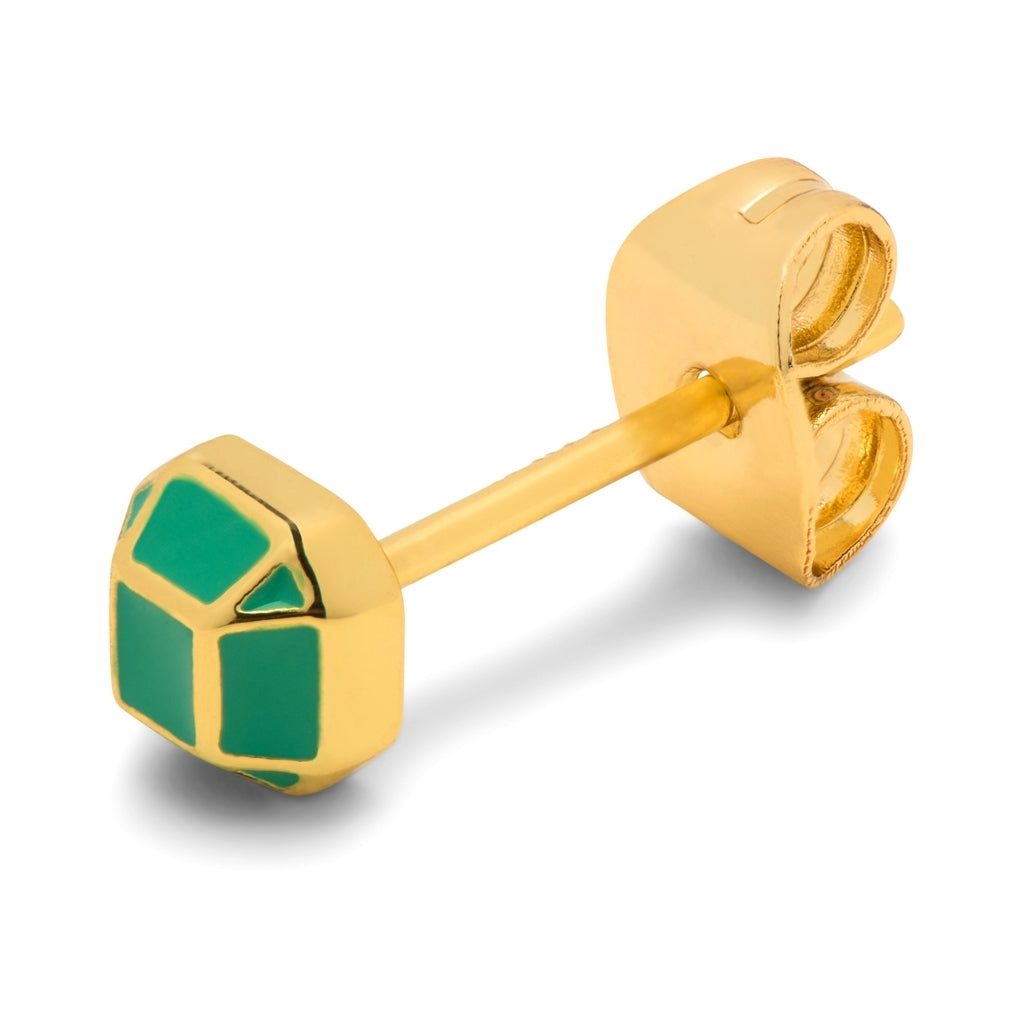 LULU Copenhagen Diamond Small earring 1 pcs gold plated Ear stud, 1 pcs Light Green