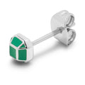 Diamond Small earring 1 pcs silver plated - Light Green