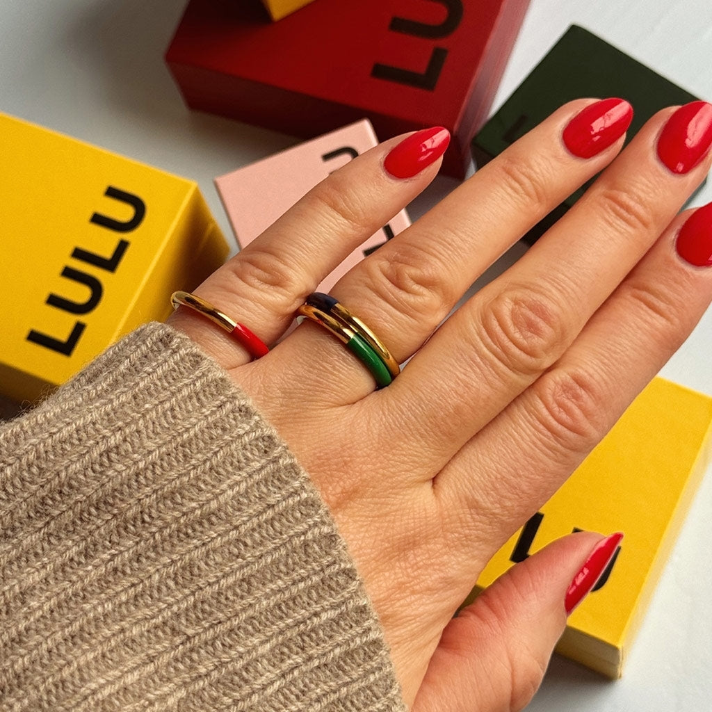 LULU Copenhagen Double Color Ring gold plated Rings Gold/Retro Dark Blue