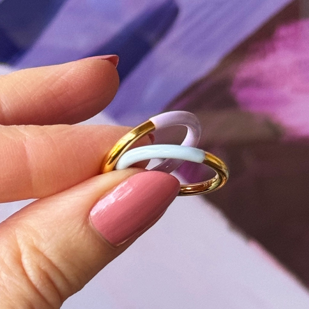 LULU Copenhagen Double Color Ring gold plated Rings Purple