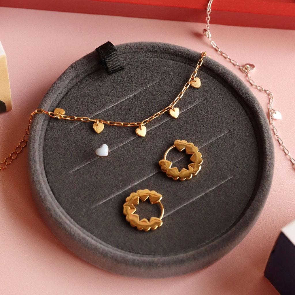 LULU Copenhagen Heart Hoops Pair Hoops Gold plated