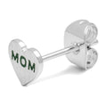 Heart Mom earring 1 pcs silver plated - Green