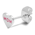 Heart Mom earring 1 pcs silver plated - Pink
