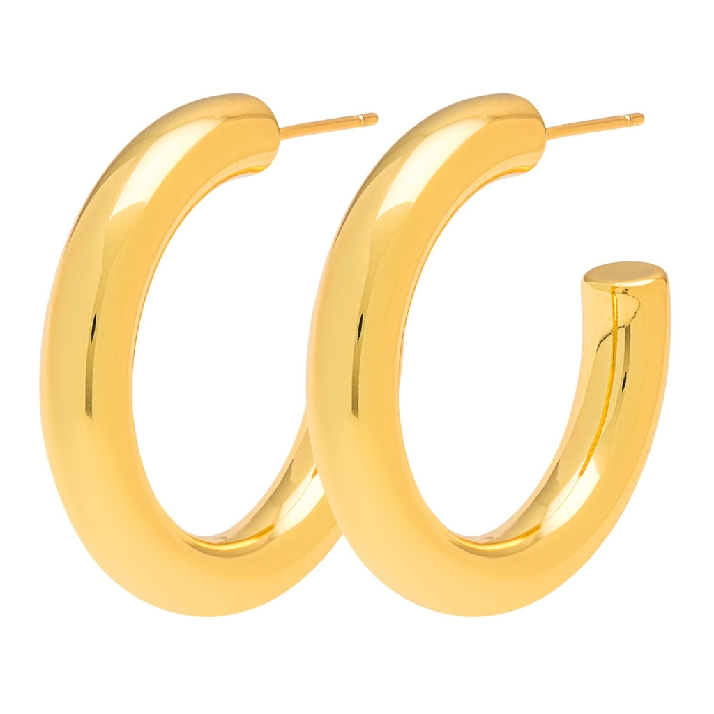LULU Copenhagen Non Hoops Chunky Medium pair Hoops Gold plated