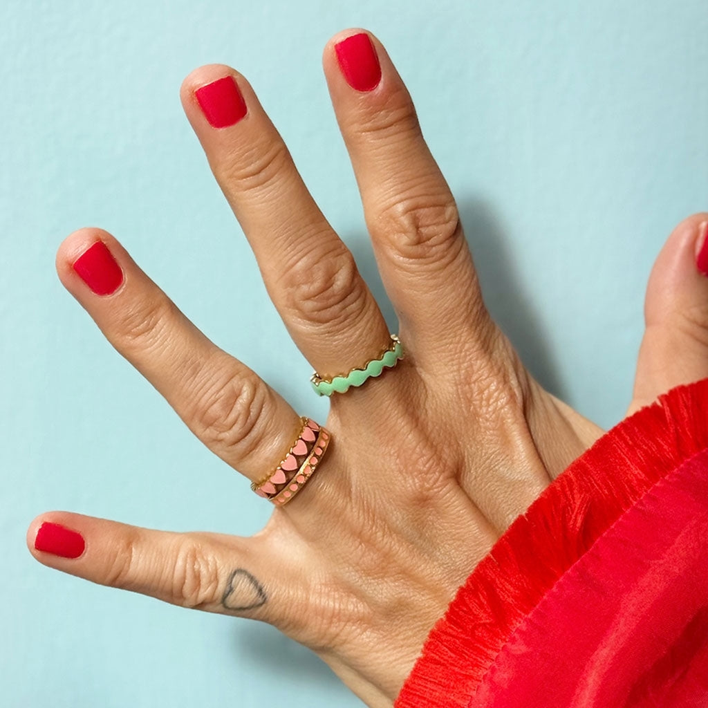 LULU Copenhagen Pattern Ring gold plated Rings Burnt Coral