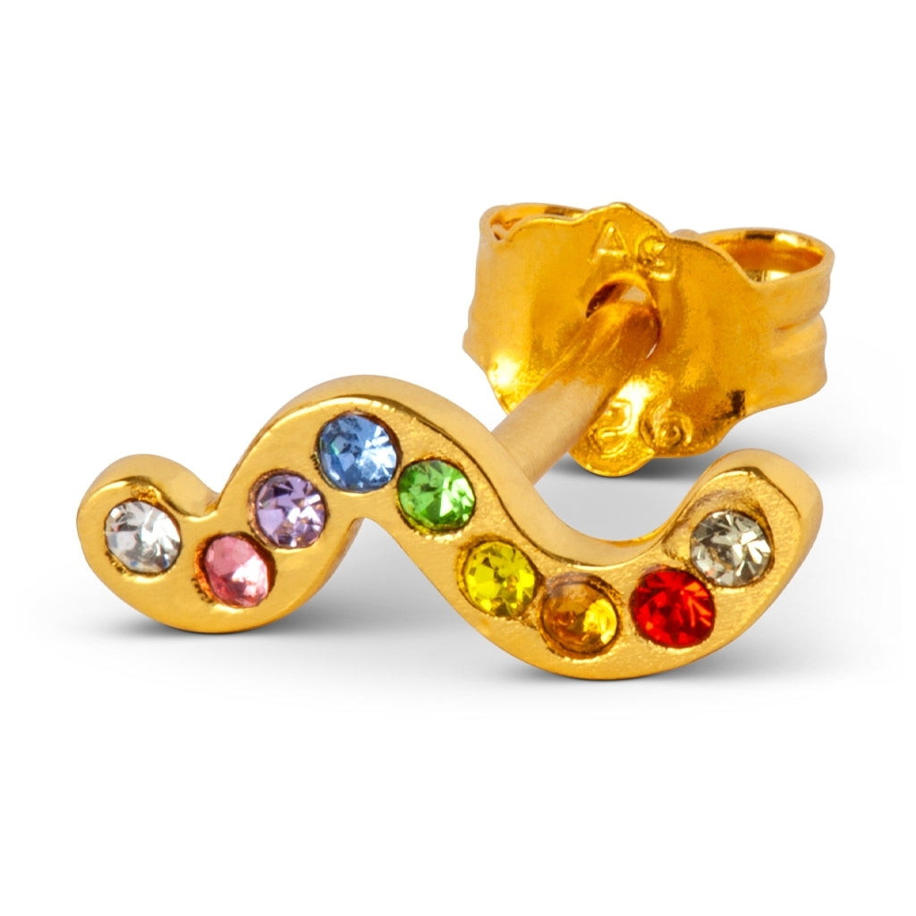 LULU Copenhagen Snaky earring 1 pcs gold plated Ear stud, 1 pcs Rainbow