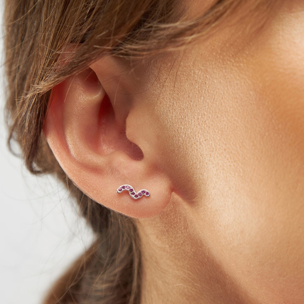 LULU Copenhagen Snaky earring 1 pcs silver plated Ear stud, 1 pcs Pink