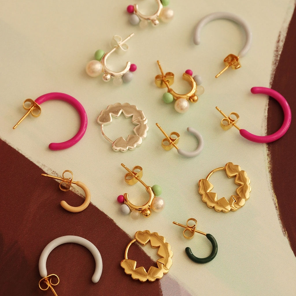 LULU Copenhagen Space Hoops Pair gold plated Hoops Skyride Blue