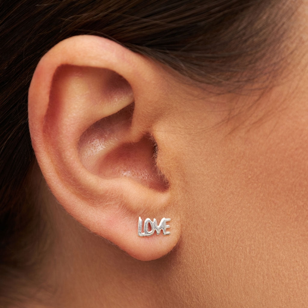 LULU Copenhagen Word Love earring 1 pcs Ear stud, 1 pcs Silver